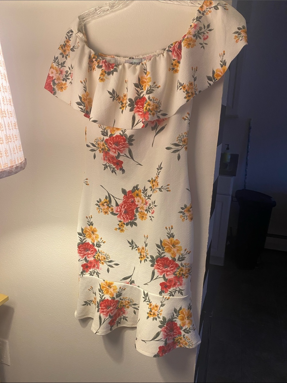 Floral Off-Shoulder Ruffle Dress Almost Famous
